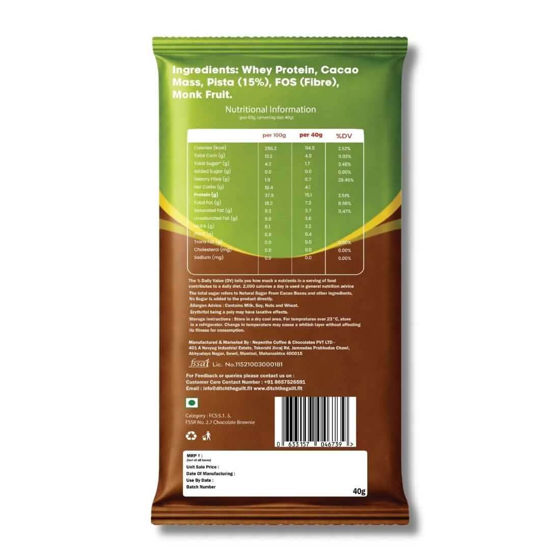 Dubai Pista Kunafa • 15g Protein • Sugar Free High Protein Brownie • 40g - Image 2