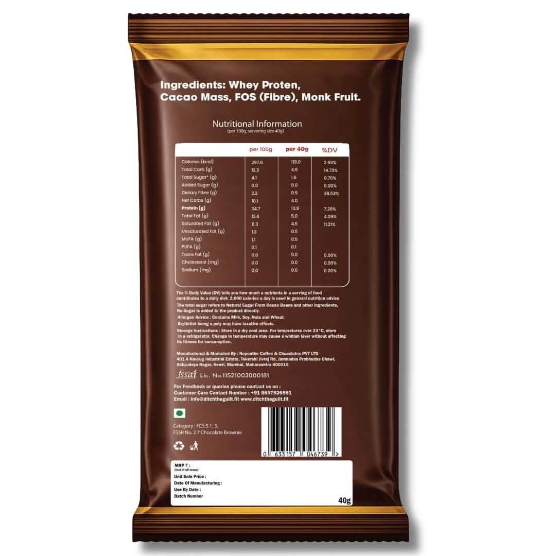 Dutch Truffle • 14g Protein • Sugar Free High Protein Brownies • 40g - Image 2