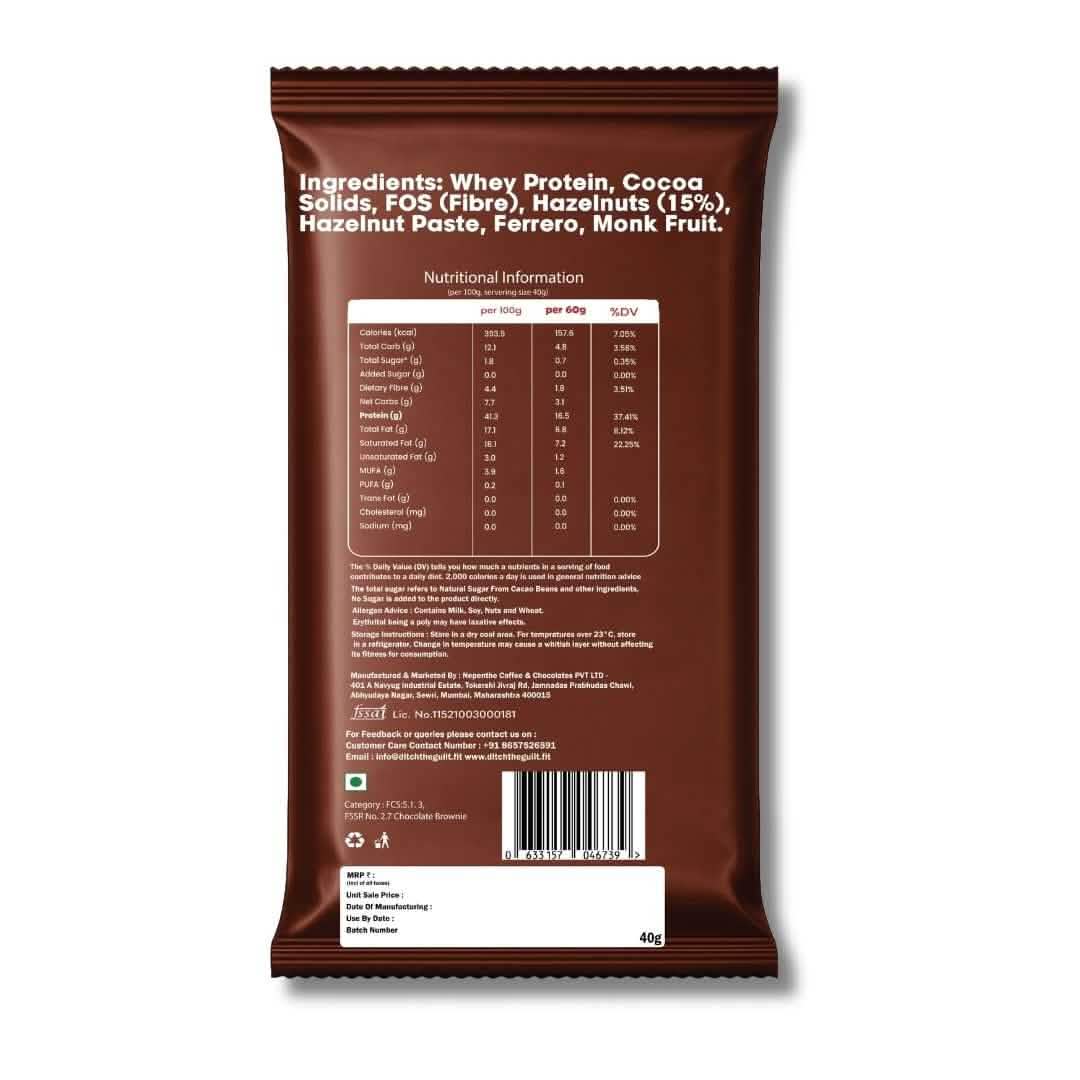 Ferrero Rocher Protein Brownie • 16g Protein • Sugar Free High Protein Brownies • 40g - Image 2
