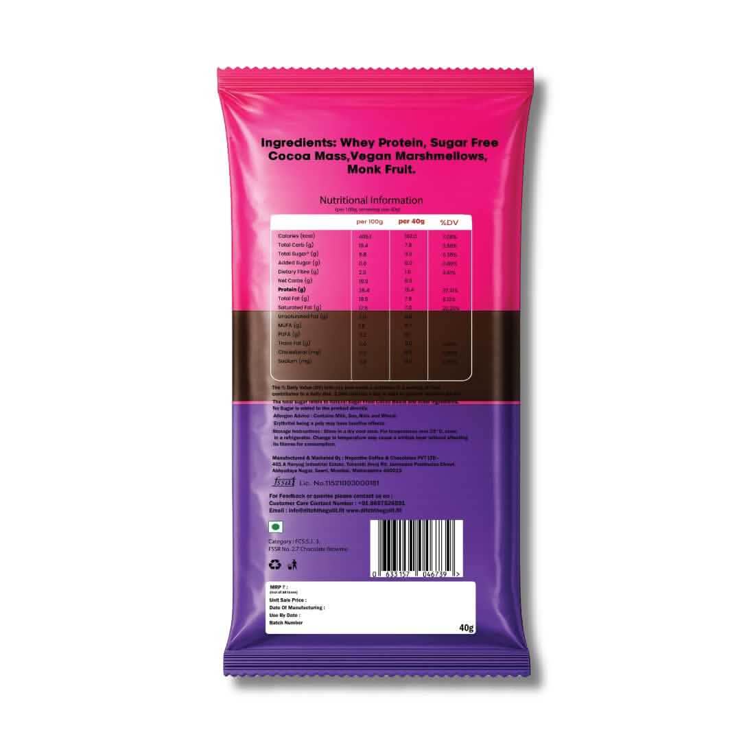 Rocky Road Marshmellow Protein Brownie • 15g Protein • Sugar Free High Protein Brownie • 40g - Image 2