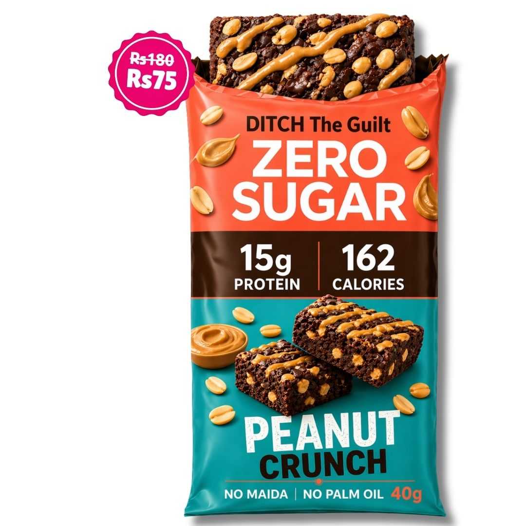 Peanut Crunch Protein Brownie • 15g Protein • Sugar Free High Protein Brownie • 40g