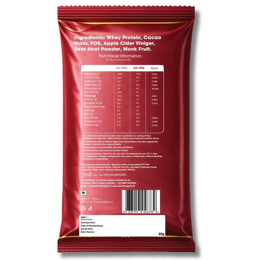 Red Velvet Protein Brownie ⢠15g Protein ⢠Sugar Free High Protein Brownie ⢠40g - Image 2